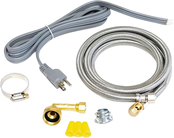 W10273460 Stainless Steel Dishwasher Installation Kit - Fits for Supco Dishwasher Parts Replacement DWK-6572SSE - Stainless Fill Hose Kit - 72"