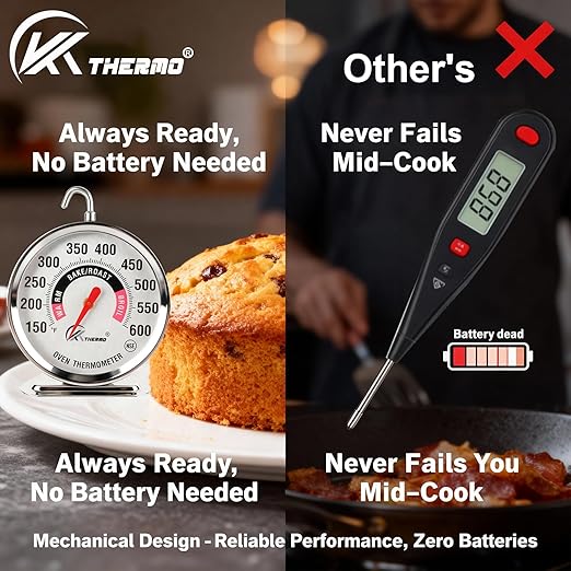 Oven Thermometer 150-600°F Pro Accurate Oven Temperature Gauge for Oven Easy Read, Food Thermometer Hang or Stand