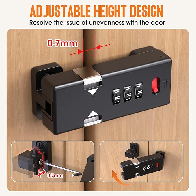 Keyless Cabinet Lock,Cabinet Password Locks with Luminous,3-Digit Combination Door Lock for Drawers, Barn Door, Bathroom, Outdoor, Closet, Fence,Protect Privacy(2PCS,Black)