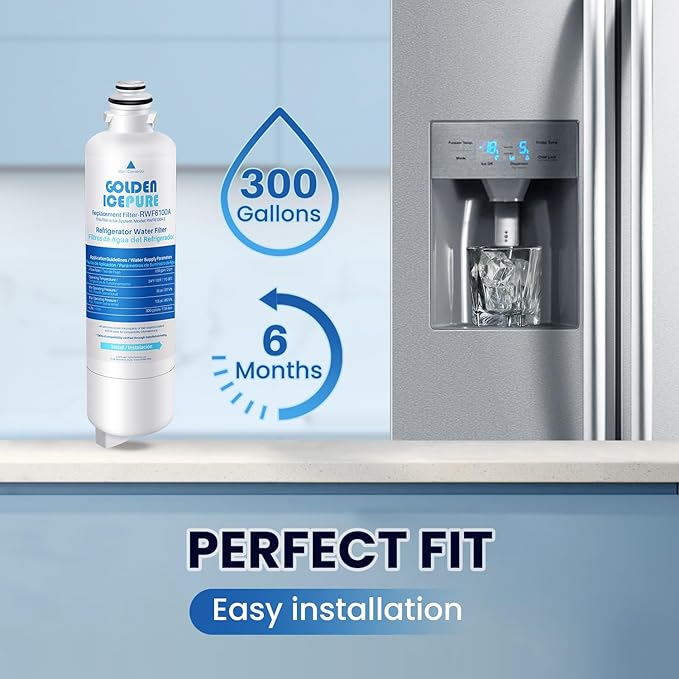 GOLDEN ICEPURE RWF6100A Replacement for Bosch UltraClarity Pro Water Filter BORPLFTR50, BORPLFTR55, B36CT80SNS, B36CL80ENS, WFC200MF, Refrigerator Replacement 2PACK