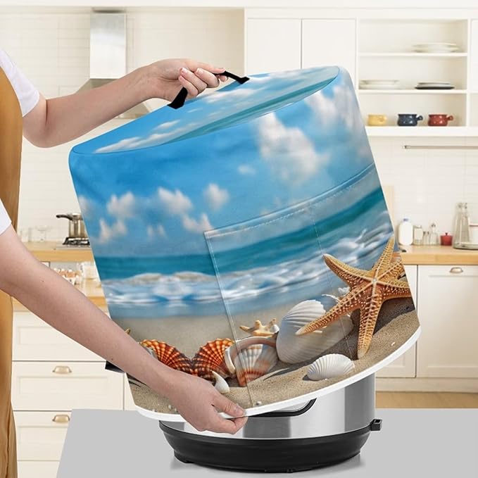 Flashideas Starfish Shell Pressure Cooker Cover for Women Dust-proof Cover for Rice Cooker Air Fryer Kitchen Appliance Covers with Top Handle and Pocket Home Kitchen Decor Gifts for Friends