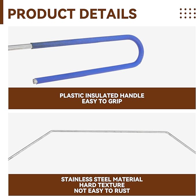 Deep Fryer Cleanout Rod 25" Stainless Steel Angled Drain Cleaning Unclogger Tool for Commercial Kitchen, Restaurant Fryer，1 PCS