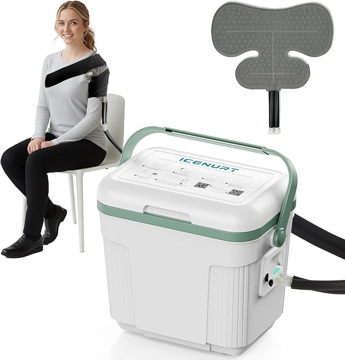 Cold Therapy Machine with Programmable Timer, Portable Ice Machine for Shoulder After Surgery, Shoulder Replacement Recovery System, Cryotherapy Pain Relief w/Compression Pad