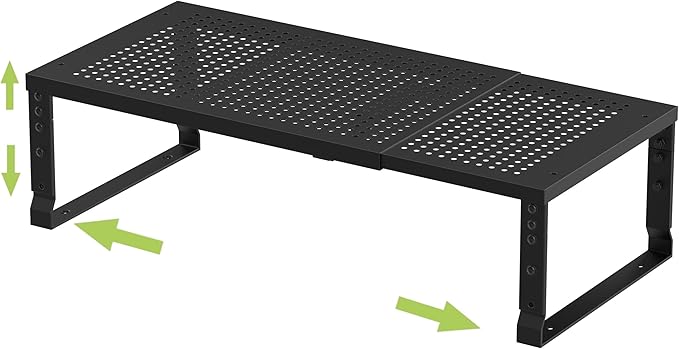 Expandable Adjustable Stackable Kitchen Organizer, Spice Rack,Metal Pantry Storage Shelves Racks,Counter Shelf for Cabinets, Countertop, Cupboard(1 Pack/Medium/Black)