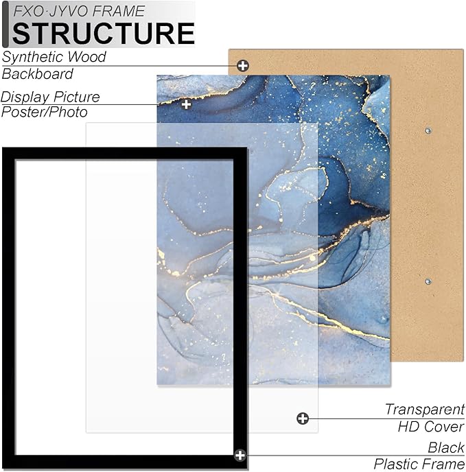 14x20 Picture Frame Set of 6, Black Frame for 14 x 20 Inch Picture Poster Photo, Light Weight and High Transparent 14 by 20 Frame for Wall - 6 Pack/Black/14 x20