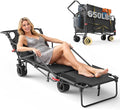 LEVELEVE Heavy Duty Folding Wagon - 2-in-1 Collapsible Cart, 650lb Capacity, All-Terrain Wheels w/Brakes & Side Pockets (Dark Gery)