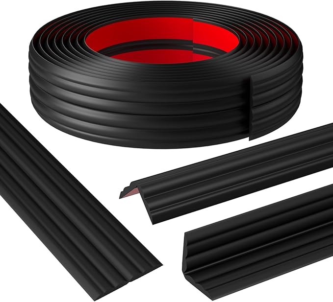Wall Corner Protector & Edge Guard，Peel and Stick Wall Trim Moulding Inside & Outside Corner Molding Trim Caulk Strip, Self Adhesive Trim for Wall Edge,Ceiling,Countertop, 1.6” W x20’ L，Black