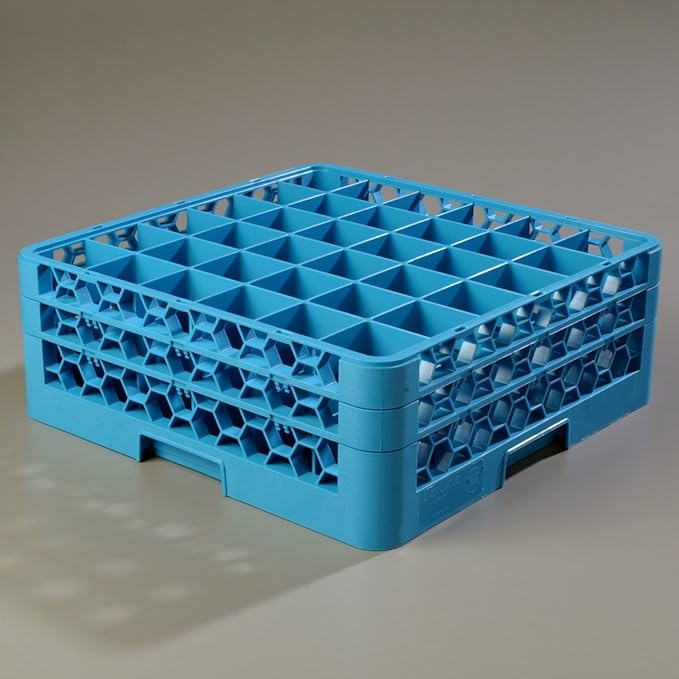 Carlisle FoodService Products 36 Compartment Full Size OptiClean Glass Rack, Blue, 7.12"
