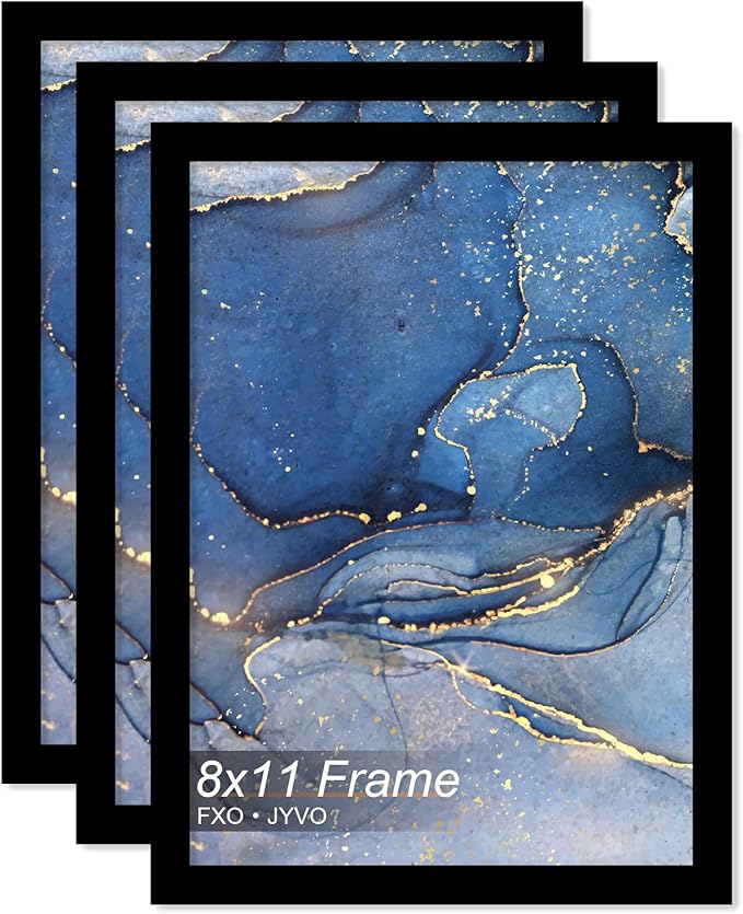 8x11 Picture Frame Set of 3, Black Frame for 8 x 11 Inch Picture Poster Photo, Light Weight and High Transparent 8 by 11 Frame for Wall - 3 Pack/Black/8"x11"