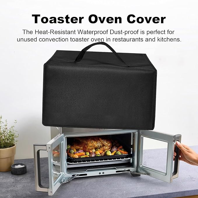 Air Fryer Toaster Oven Dust Cover Compatible with Ninja French Door Premier Air Fryer FO101,Heat-Resistant Waterproof Dust-proof Nylon Cover Case Protections for Convection Toaster Oven (Black)