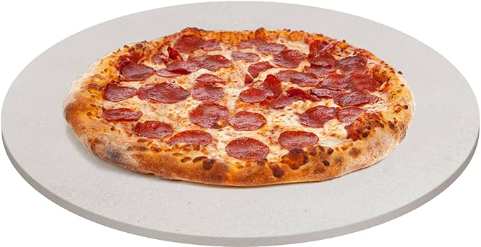 FibraMent-D Premium 3-Piece Pizza Stone Set Perfect for Home Ovens - 16" Round Pizza Stone, Peel & Rocker Pizza Cutter, Durable Baking Stone for Bread, Pastries Ranked 'BEST OVERALL PIZZA STONE'