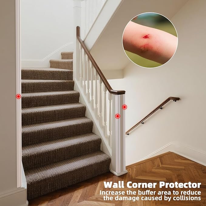 Wall Corner Protector & Edge Guard, Peel and Stick Wall Trim Moulding Inside & Outside Corner Molding Trim Caulk Strip, Self Adhesive Trim for Wall Edge,Ceiling, Countertop, 1.6” W x10’ L，White