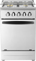 20" Free Standing Gas Stove Oven Range,4 Burner LPG Cooktop with 65L Oven, 201 Stainless Steel Body, Double Layer Mirror Surface Tempered Glass Door, Compact Design for Kitchen (LPG)