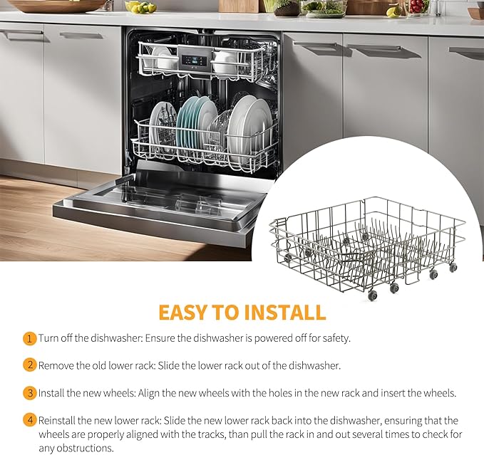 Upgraded DD82-01384A Dishwasher Lower Rack Replacement Parts for Samsung Dishwasher Parts DW80M2020US DW80R2031US DW80R2031UG Lower Dishrack Assembly 22.4" x 20.5" Dishwasher Bottom Rack Basket 1 Pack