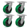 5 Inch Caster Wheels Heavy Duty, Polyurethane on Steel Wheel, Set of 4 Industrial Casters Load 4000lbs, Plate Caster for Carts, Pallet Trucks, Industrial Equipment(4 Pack Swivel)