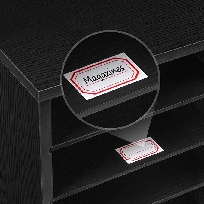 HOOBRO Literature Organizer, 27 Compartments Wooden Mail Organizer, Countertop Literature Sorter with Adjustable Shelves for Home, Office, School, Student Mailbox for Classroom, Black BK27WF01