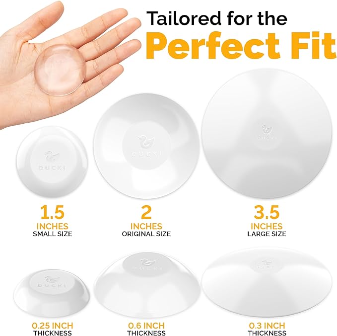 Ducki Door Wall Bumper Protector - Self Adhesive Stopping Shield Prevents Damage & Noise for Knob Handle, Refrigerators, Furniture Home or Office, Shock Absorbing, Discreet, Reusable - 4 Pack White