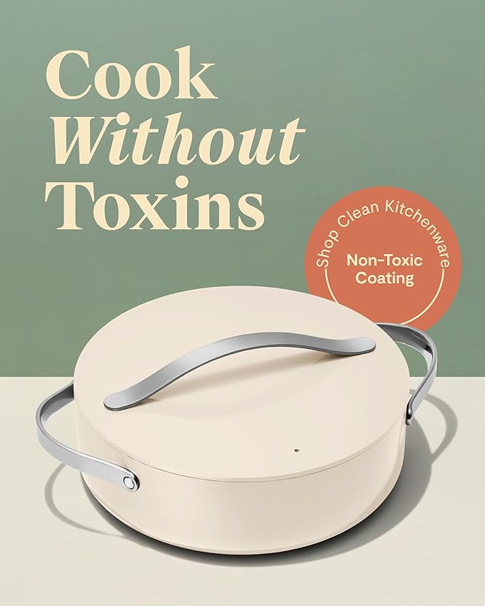 Caraway Rondeau - 6 Qt Non-Stick Pan with Lid - Free From Forever Chemicals - Perfect for Searing, Braising, & Roasting - Perracotta