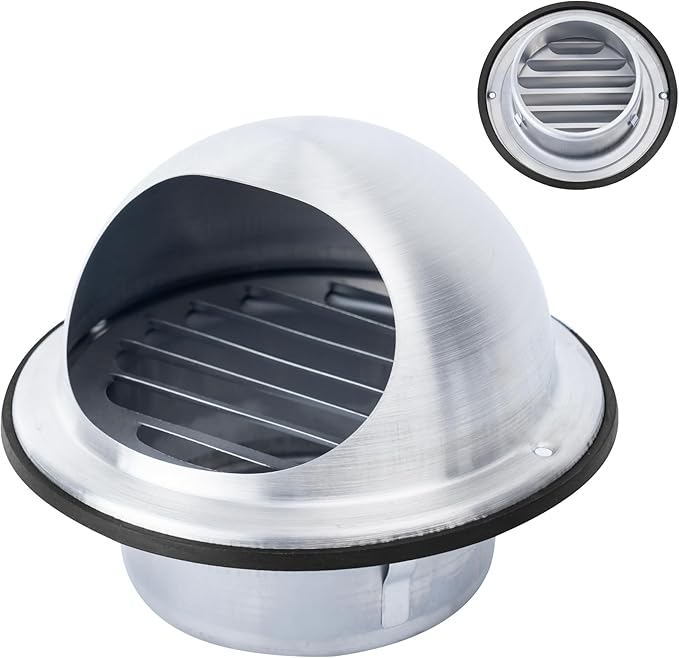 Fits 6" Neck Dryer Duct | Stainless Steel Round Air Dryer Vent Cover Hood with Rubber Seal - Rust-Resistant, Weatherproof and Efficient Airflow Exterior Wall Duct Ventilation Grille (Without Screen)
