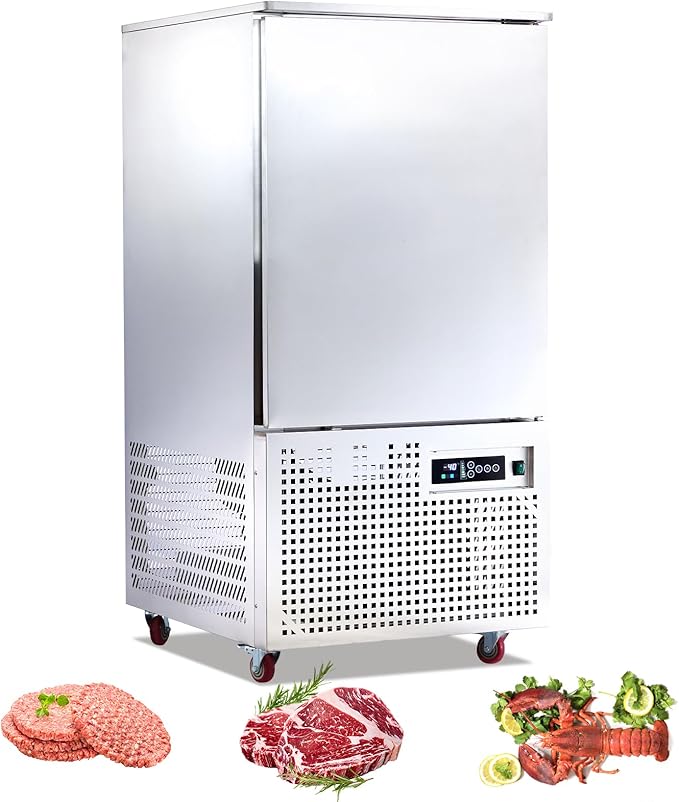 Commercial Blast Chiller 10 Trays, Shock Freezing Blast Chiller & Freezer Heavy Duty, Flash Freezer for Ice Cream, Seafood, Desserts, Meat-Lowest Temperature -40°C