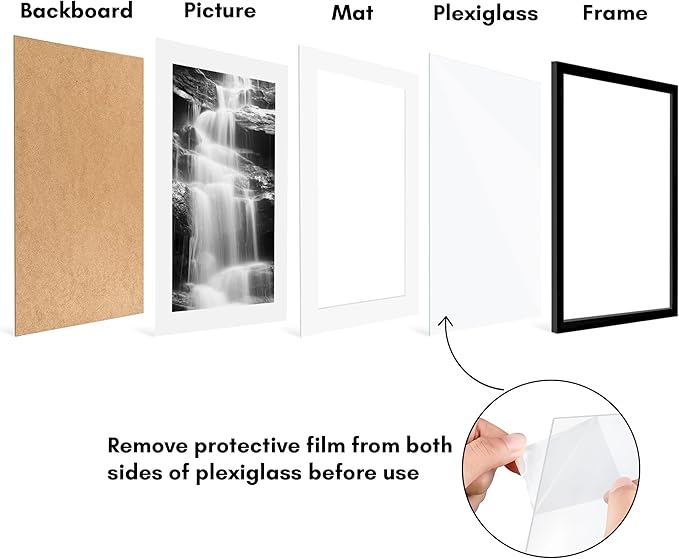 Americanflat 18x26 Poster Frame with Polished Plexiglass - Set of 5 - Use as 14x22 Frame with Mat or Display 18x26 Photo Without Mat - Galleria Collection - Picture Frames for Wall Display - Black