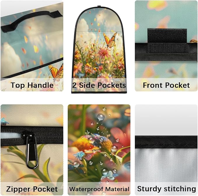 Kitchen Aid Mixer Cover Lovely Butterfly Flower Stand Mixer Cover Compatible with 6-8 Quarts Stand Mixers, Dust Covers with Zipper Pocket Foldable Washable Kitchen Aid Organizer Bag