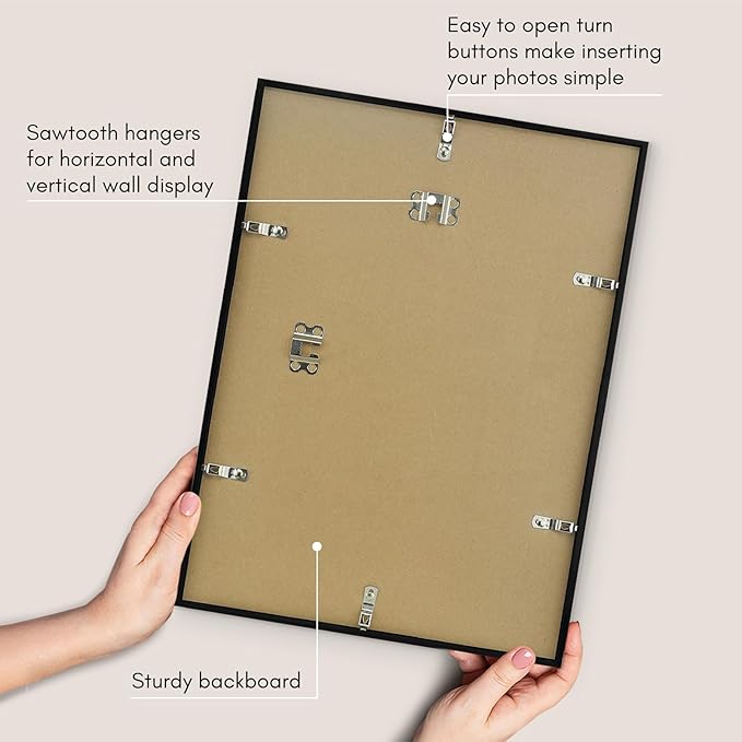 Americanflat 12x16 Picture Frame with Polished Plexiglass - Streamline Collection - Thin Border Picture Frame for Wall Display - Hanging Hardware Included - Black