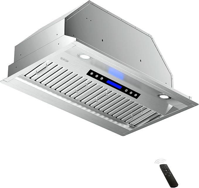 EKON NAB02-36" 900CFM Range Hood Insert, Ducted/Ductless Convertible Built-in Range Hood with Remote/4-Speed Touch Control LCD Display,Adjustable Leds for Over Kitchen Stove