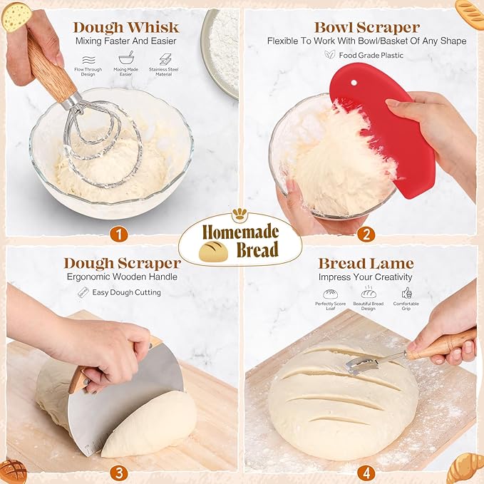 Sourdough Starter Kit, Sourdough Bread Baking Supplies, Sourdough Kit Home and Kitchen, Sourdough Starter Jar, Sourdough Jar, Bread Proofing Basket, Sourdough Bread Basket, Sour Dough Kit Tools