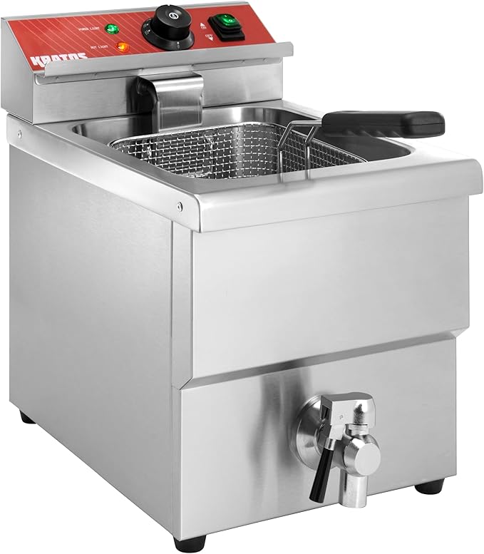 Kratos Commercial Electric Countertop Deep Fryer | Single Tank Fryer 15 lb. Capacity | With Fry Basket | ETL Certified | 208/240V | Stainless Steel (29Y-015)