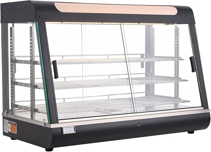 VEVOR 3-Tier Commercial Food Warmer Display, 1400W Food Display Warmer with LED Light, Top Storage and Adjustable Shelves, 86℉~185℉ Steam Heating, 137Qt/130L for Hamburger, Pizza, Bread, Fried Chicken