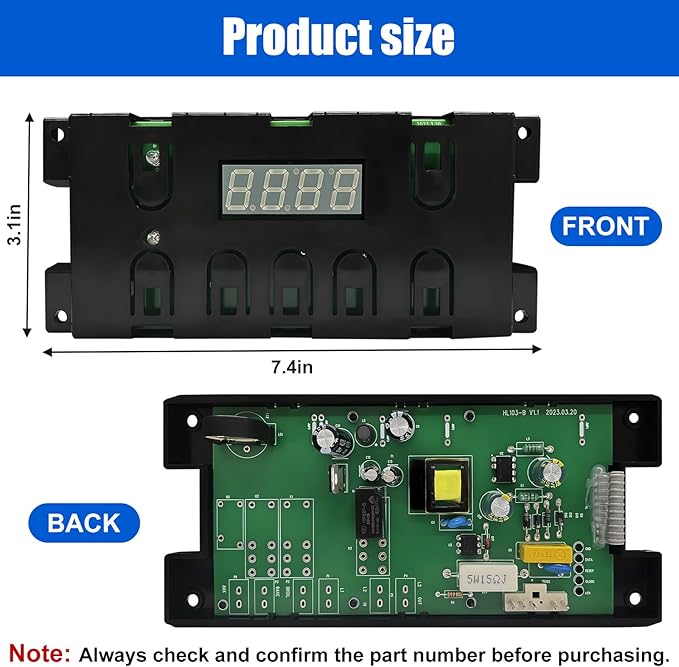 316455410 Range Oven Control Board for Electrolux Kenmore, Gas Range 7 Button Control Board Clock 5304518661