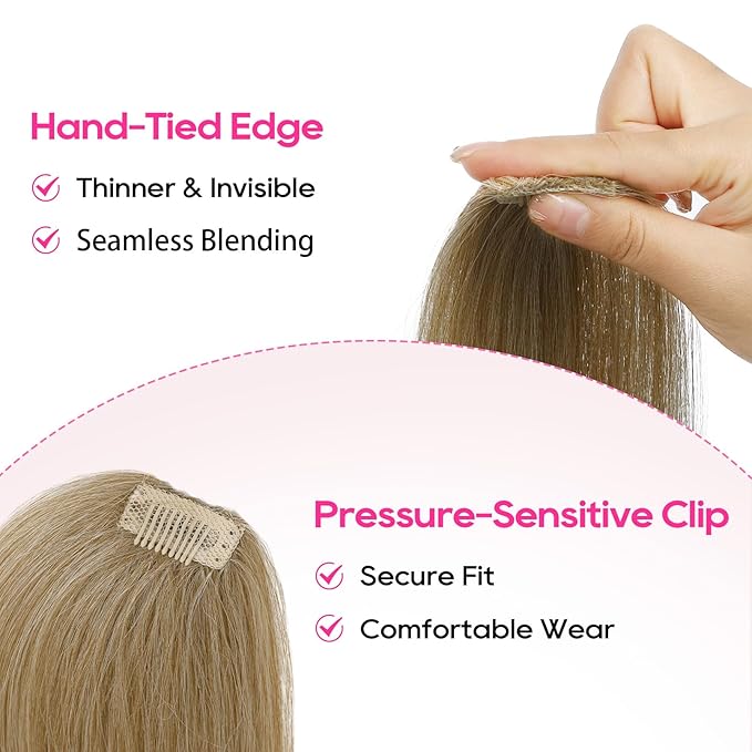 REECHO Clip in Hair Volumizer, Short Thick Clip in Hairpieces Adding Extra Hair Volume Extensions for Women with Thin Fine (Golden Blonde with Highlights, 8 Inch(Pack of 2))