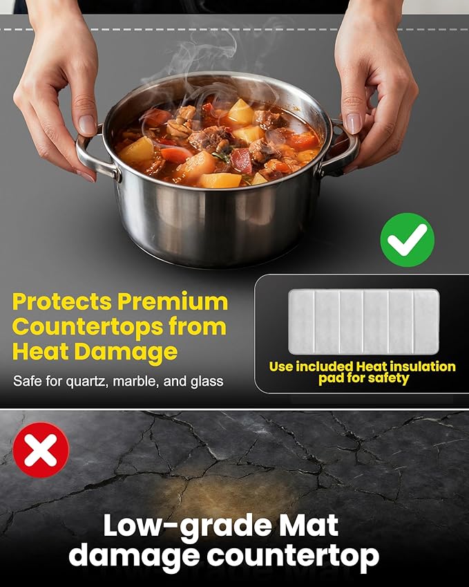 Food Warming Mat Extra Large 43"x16" with Insulation Pad for Countertop, Chafing Dishes for Buffet, Food Warmers for Parties, Hot Pads for Kitchen, Portable Heating Pad, 560W Custom Warm Setting, Grey