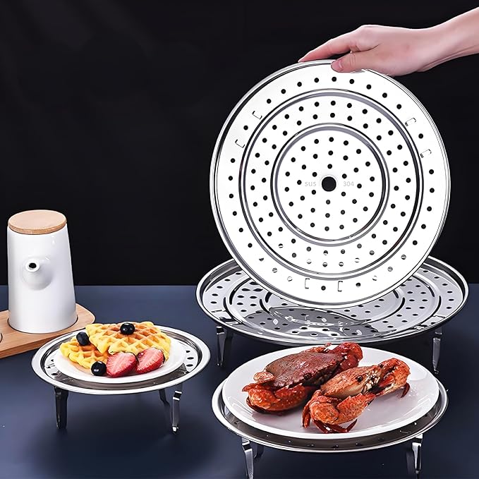 Steamer Rack, 11" / 28cm 304 Stainless Steel Removable Legs Multifunction Steaming Stand Holder Rack for Steamer Pot Pans