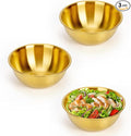 3-Piece Stainless Steel Golden Mixing Bowls (6.3") Metal Bowl with Measurement Marks, Dishwasher Safe & Stackable - Perfect for Baking, Salad Making, Meal Prep
