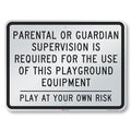 SmartSign 18" x 24" 'Parental/Guardian Supervision Required For Use Of This Playground Equipment' Metal Sign, 80 mil Aluminum, 3M Laminated Engineer Grade Reflective, Black/White, USA-Made