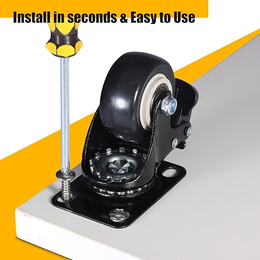QNCZ 2" Caster Wheels, Casters Set of 4 Heavy Duty but Silent, Excellent Locking Casters with Polyurethane (PU) Wheels, Swivel Plate Castor Wheels for Cart, Furniture, Workbench