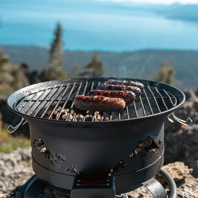 Trail Fire 4-in-1 Grill Portable BBQ with Grill, Wok, Pizza Oven, and Portable Fire Pit (Pizza Stone & Carry Bag Included) - 16" Grilling Surface