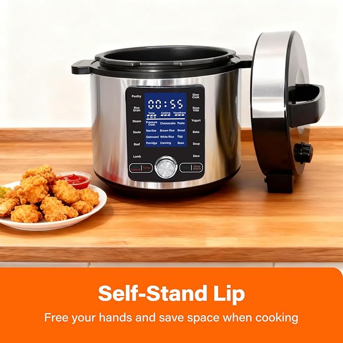 OLIXIS Electric Pressure Cooker 6.34Quart, 24 Functions in 1, Stainless Steel Pressure Cooker for Canning, Slowcook, Yogurt, Steam, Rice Grain, Soup, Bean, Poultry, Beef, Bake, Stew, Porridge