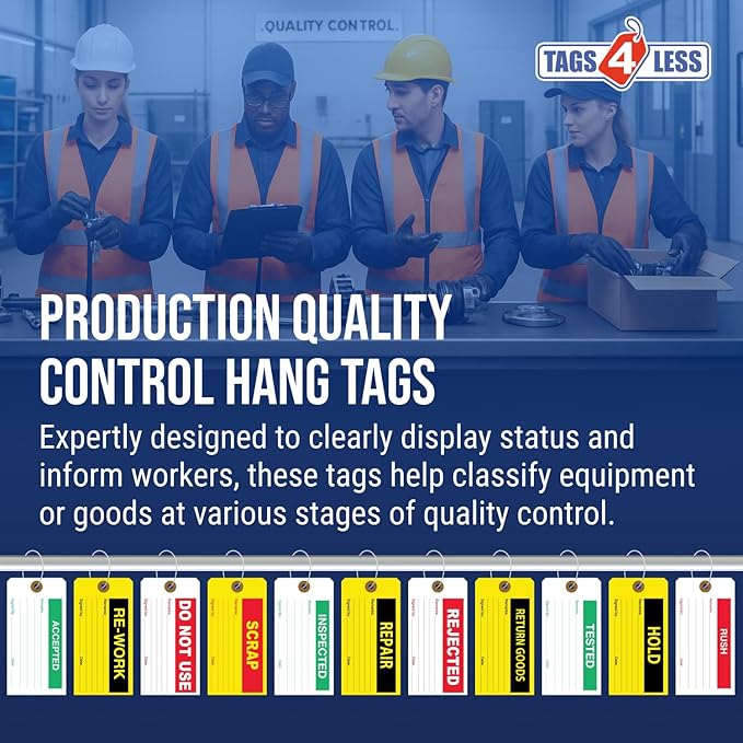 Tags 4 Less Production Quality Control Hang Tags – Equipment Preventative Maintenance Labels, for Easy Record-Keeping for Inventory Status (Due for Inspection, Pack of 100)
