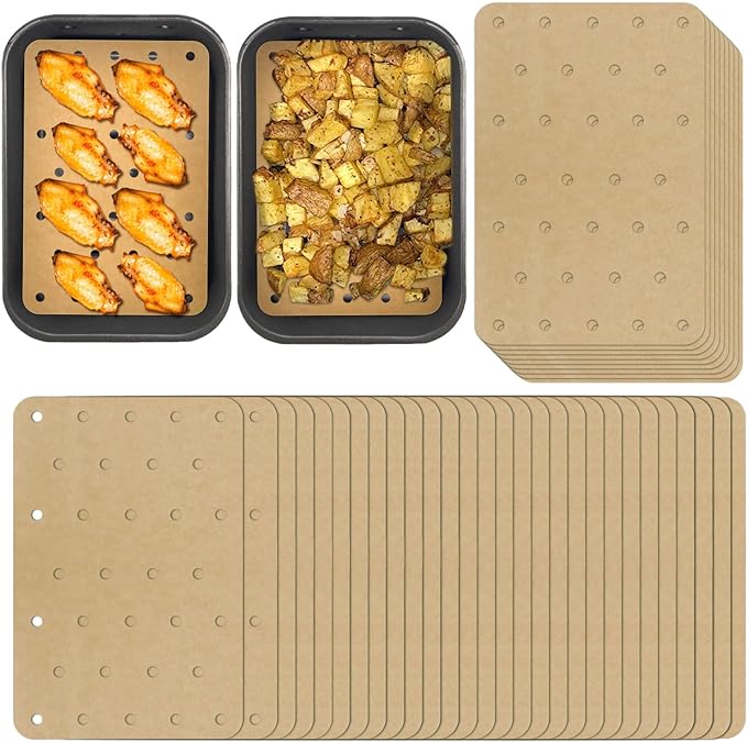 200 Sheets Air Fryer Disposable Paper Liner Compatible with Ninja DZ201/DZ401 Dual Airfryer Baking,Rectangular Perforated Parchment Paper Double Basket Air Fryers Accessories