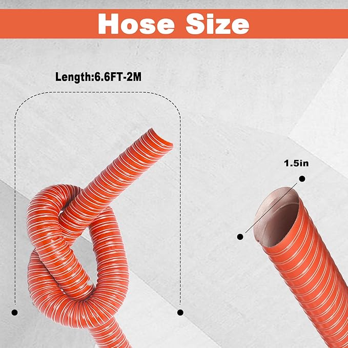 NOWBALL 1.5in Automotive Air Duct Hose, Length 2 Meter-6.6ft, 1.5" Silicone Flexible Cooling Ducting, 38mm High Heat Brake Exhaust Hose for Car, Garage, Dryer Air System