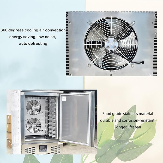 Kolice Commercial Heavy Duty 10 Trays Bakery Shock Freezing Blast Chiller & Freezer-Freezing Dough,Dumplings,Sea Food,Beef,Chicken-Lowest Temperature -40°F in Hotel,Restaurant,Bakery.School
