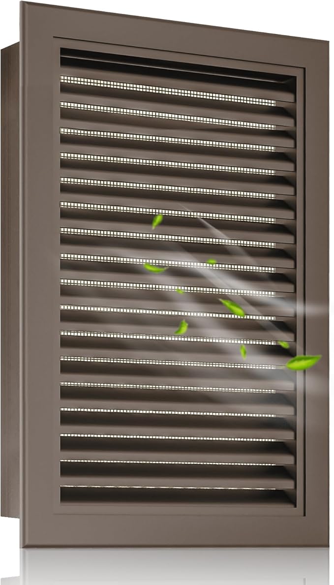18"x24" Gable Vent for House and Shed – Premium Aluminum Louvered Attic Vent with Screen – Large Exterior Wall Vent with 16"x22" Opening Brown