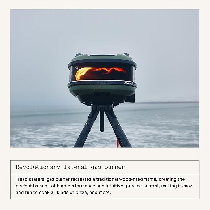 Gozney Tread Portable Pizza Oven, Olive, Makes 12” Pizzas - Revolutionary Lateral Gas Burner, Quick Heat Up, Lightweight & Rugged Design