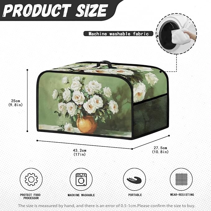 White Rose Slow Cooker Dust Cover Dragonfly Compatible with 6-8 Qt Slow Cookers
