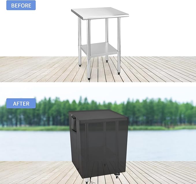 Outdoor Prep Table Cover 30 Inch, Waterproof Fadeproof UV Resistant Patio Stainless Steel Metal BBQ Table Cover All Season Protection for Outdoor Table -30 x 30 x 34 Inch