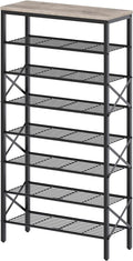 8 Tier Shoe Rack, Shoe Storage Organizer, Large Capacity Shoe Shelf Holds 32 Pairs of Shoes, Sturdy and Stable, for Entryway, Hallway, Closet, Dorm Room, Greige and Black SS08BG