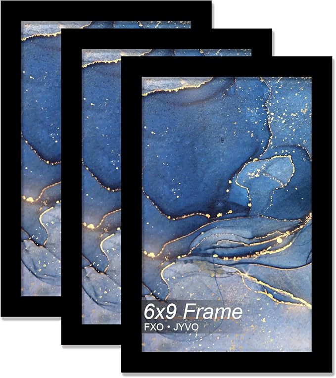 6x9 Picture Frame Set of 3, Black Frame for 6 x 9 Inch Picture Poster Photo, Light Weight and High Transparent 6 by 9 Frame for Wall - 3 Pack/Black/6"x9"